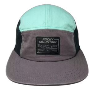 Rocky Mountain 5 Panel Hat Green Gray Logo Adjustable Strapback Flat Brim OS Cap